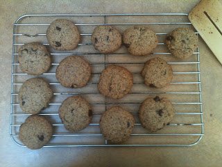 gluten free chocolate chip cookies cooling on a wire rack