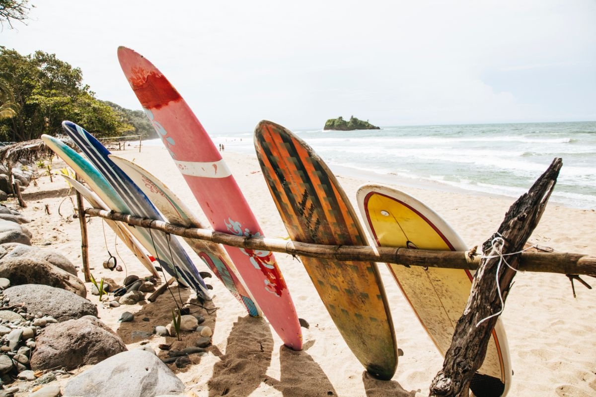 Costa Rica surfboards on the beach