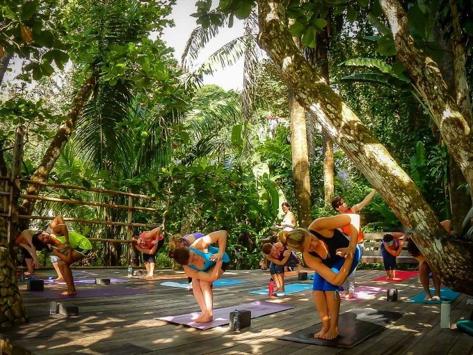 doing Yoga in a Costa Rica jungle setting