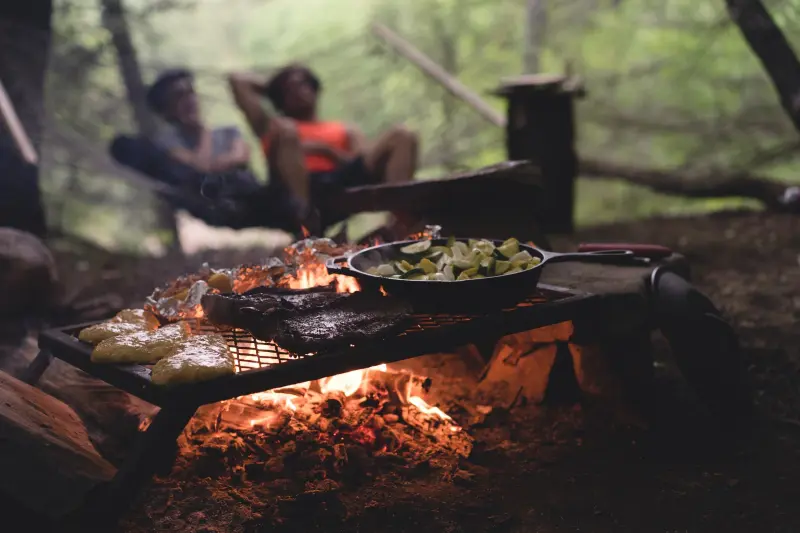 Cooking over a fire for full-time RV families