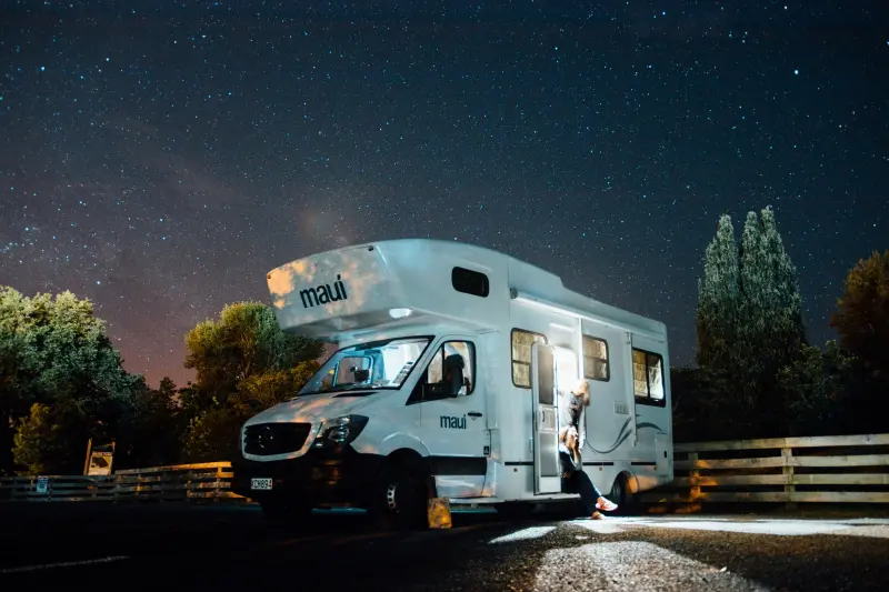 A full-time RV family enjoys a starry night
