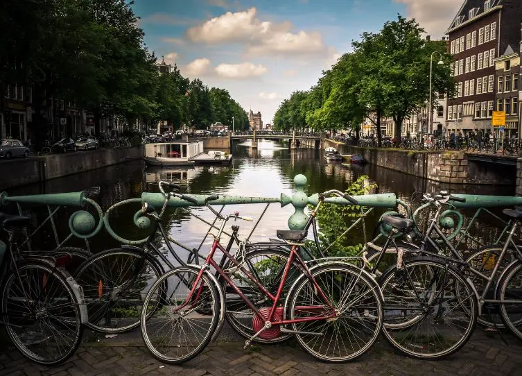 Amsterdam with kids biking the canal