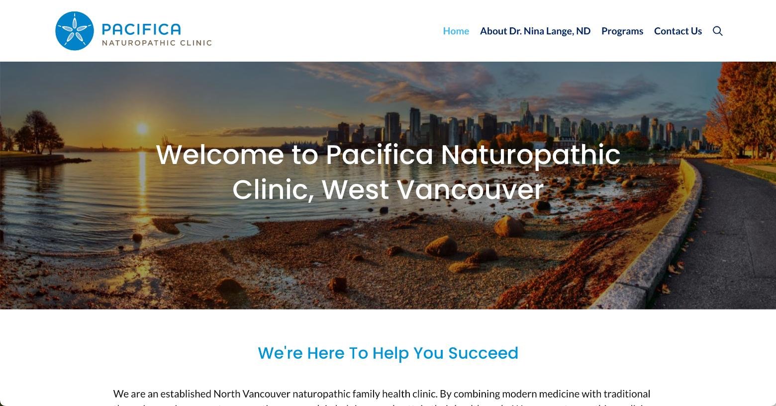 screenshot of pacifica website by Lizzie Lau Creative Web Design in White rock, BC